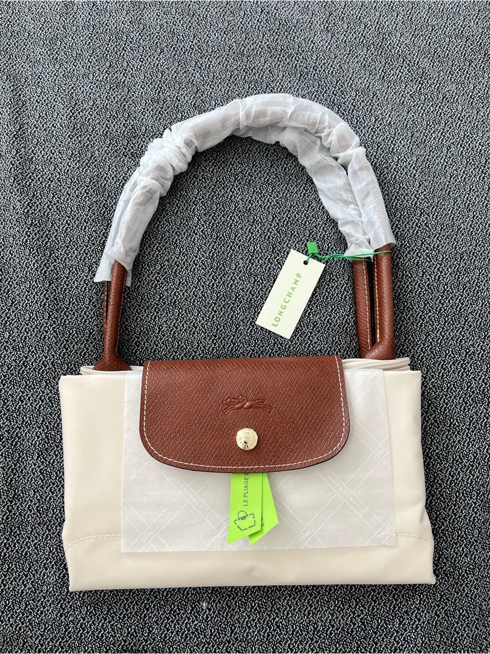 Longchamp Cream Tote with Brown Leather Handles - Picture 7 of 7